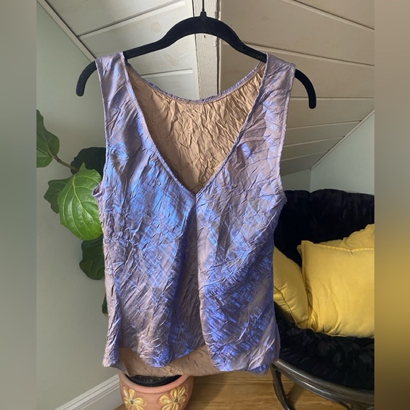 Vintage Iridescent JS Collections Formal Tank Top Purple Size 8 Festival Ready - Picture 2 of 7